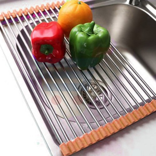 Tirisan Sayur - Tirisan Buah Sayur Stainless Sink Drying Rack Tirisan Pengering Dapur  Multifungsi