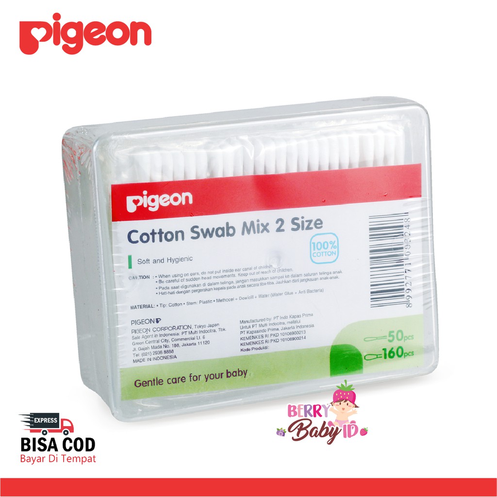 Pigeon Cotton Swab Mix 2 Size Cotton Buds Korek Kuping Kapas Bayi Berry Mart