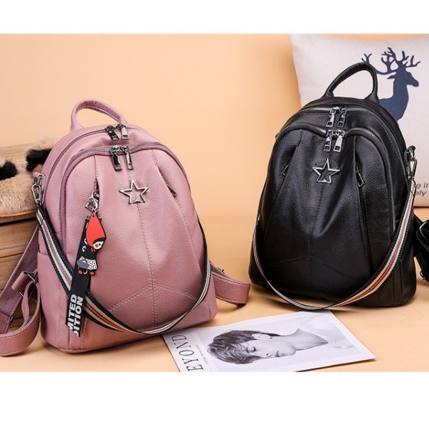 K8925 - BLACK/PINK - TAS RANSEL PUNGGUNG BACKPACK TAS SEKOLAH KULIAH TAS WANITA MOTIF BINTANG STAR FASHION IMPORT MODIS ELEGAN TERMURAH TERLARIS TERBARU BAGSTORE JAKARTA TAS BATAM GT1607 CR7034 KPC8925 LT1366 EL934 VC85327 BQ2222 DJ2597 DJ2746 B13474