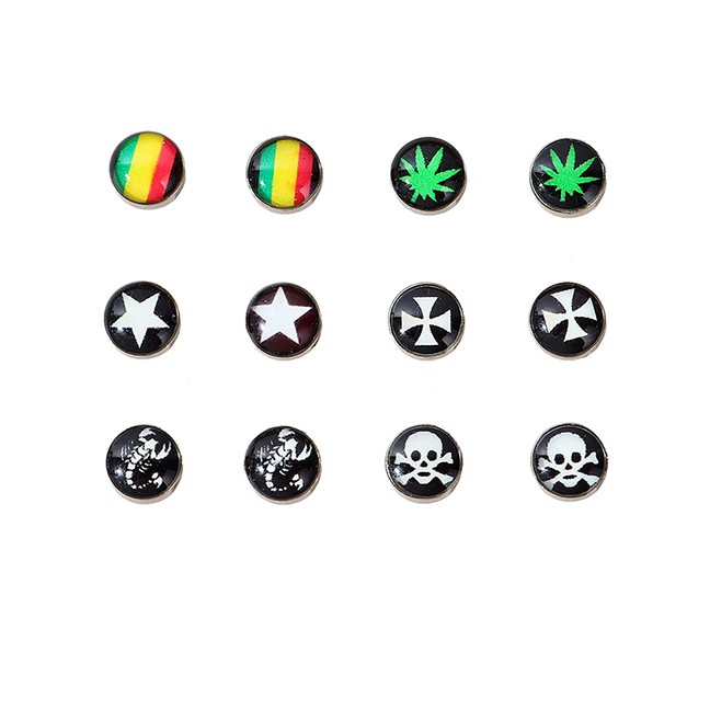 LRC Anting Set Magnet Fashion Color Mixing Titanium Steel Geometric Y64829