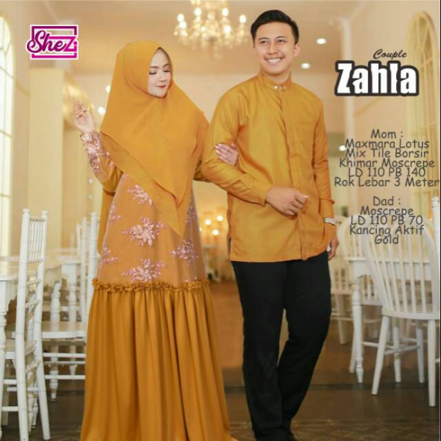 zahla couple (READY STOK) gamis couple dress maxmara khimar moscrepe ootd lebaran ootd kondangan
