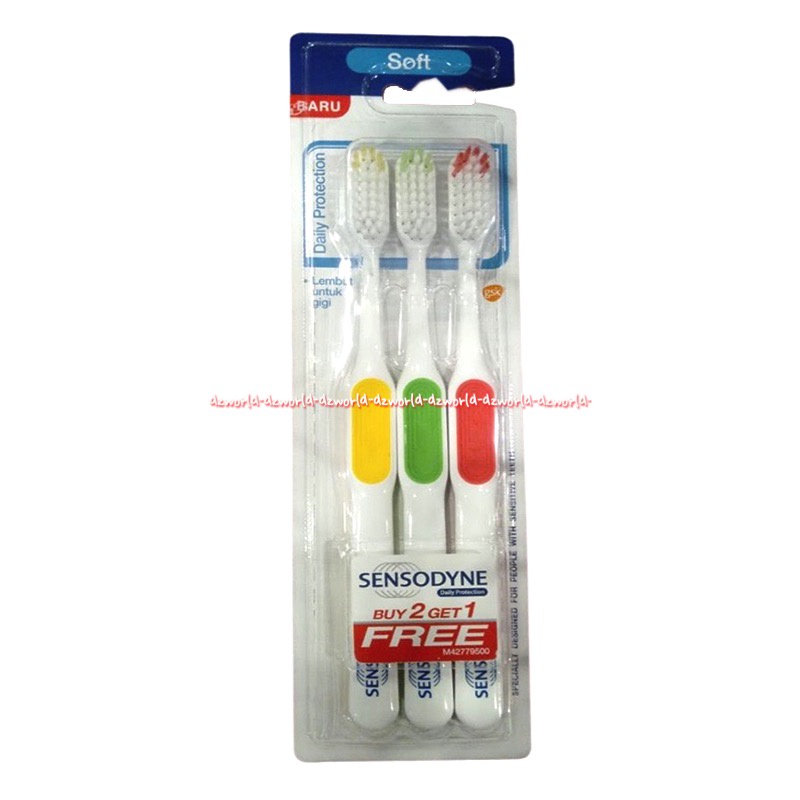 Sensodyne Daily Protection 3pcs Sikat Gigi Sensodaine Toothbrush Tooth Brush Senso dyne Daily Untuk Sehari hari