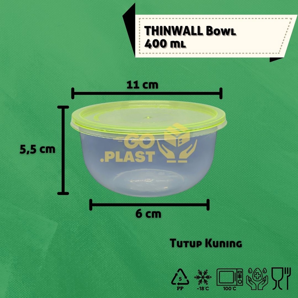 THINWALL BOWL 400 ML / MANGKOK PLASTIK 400 ML isi 12pcs