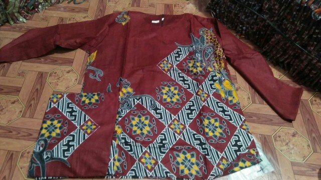 Batik Couple Keluarga Kondangan Seragam Kantor Modern Kenari Abang