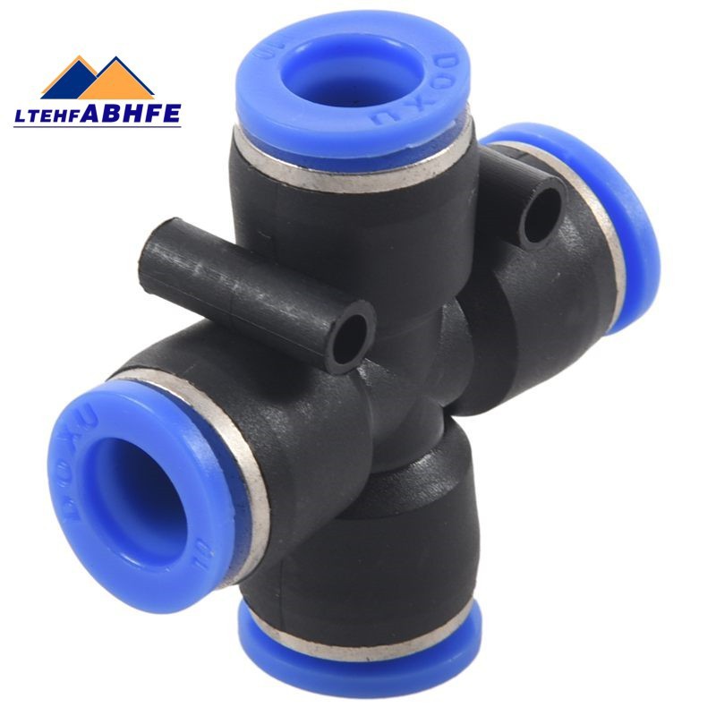 Pneumatic Quick Fitting Tube Connector Cross Cabang 4 Untuk Selang 6mm