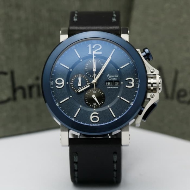 Jam Tangan Pria Alexandre Christie AC 6281 Silver Blue Original Garansi Resmi 1 Tahun