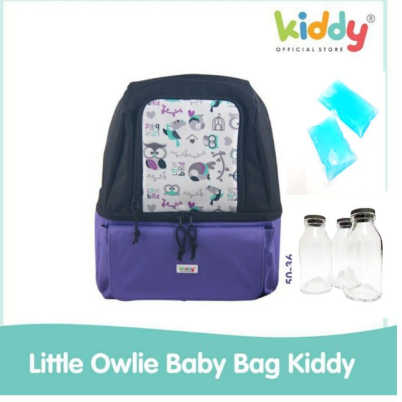 Kiddy Little Owlie Multifunction Bag / diaper dan cooler bag -5036 / PAKET BOTOL DAN ICE GEL S1