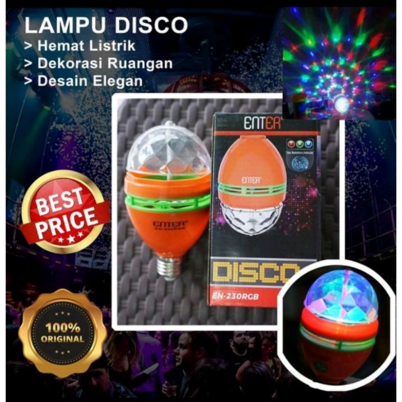 ENTER Lampu Disco Led 3 WATT  Warna RGBY // LAMPU DISCO LED WARNA WARNI ENTER