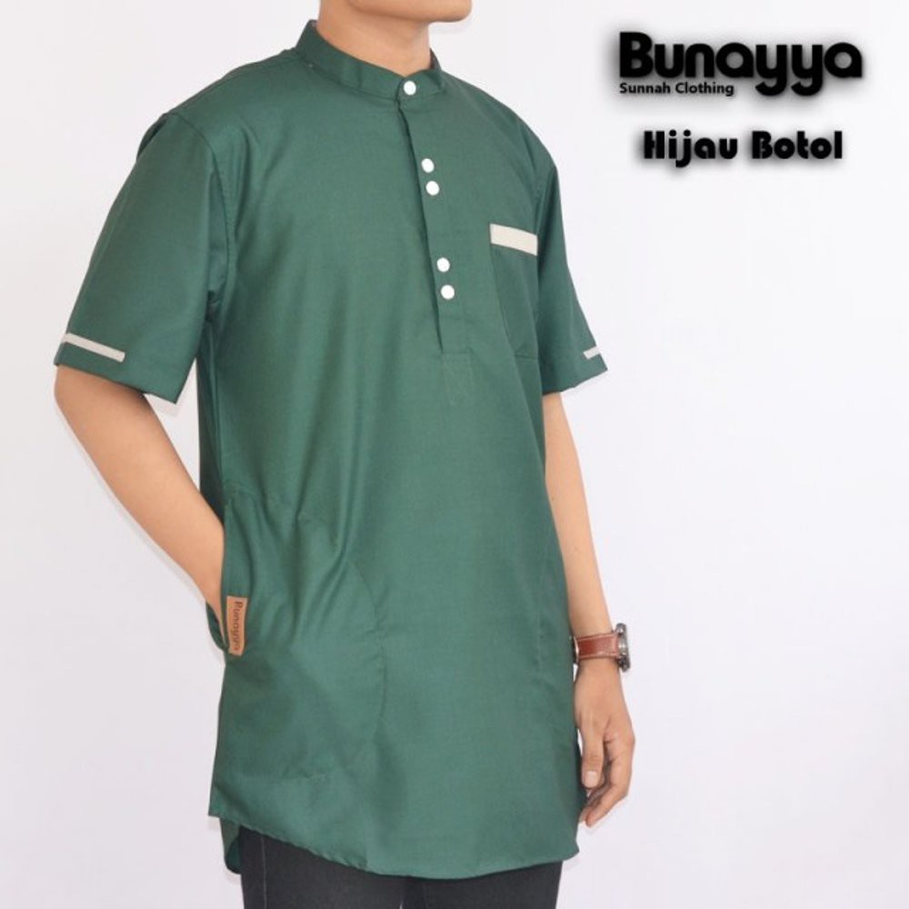Jual Baju Koko Pria Kurta indonesia Bunayya - Hijau botol   



