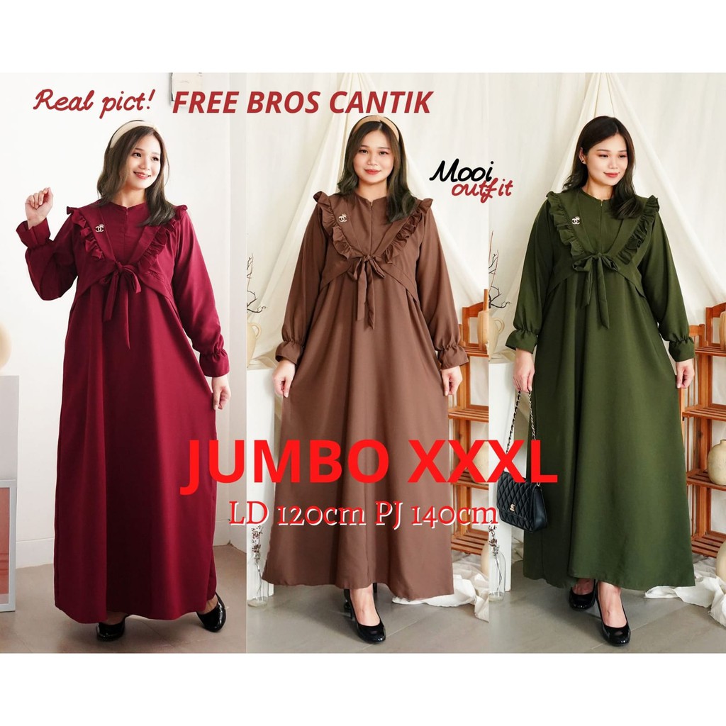 Gamis Rompi Jumbo Polos Murah Kekinian Ld 120 Terbaru Gratis Bros