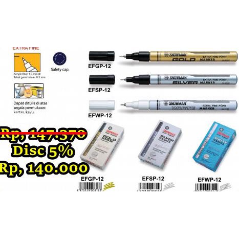 

Ready stock] Super Murah Spidol Permanent paint marker snowman WHITE - EFWP-12