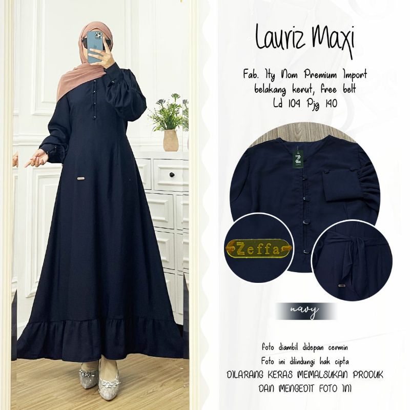 LAURIZ MAXY BY ZEFFA AFKA (DRESS MUSLIMAH) Maxi dress polos premium