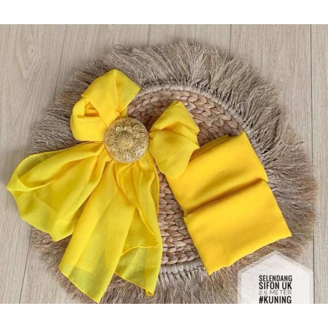 SELENDANG CHIFFON || SELENDANG SIFON BALI WARNA WARNI-Kuning
