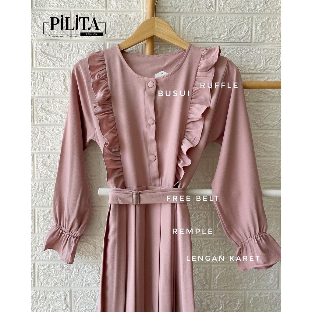 one set wanita dewasa/ PILITA SET 2IN1 - Setelan Celana - Material ITYCREPE - Sleting Depan - Free Belt/pakaian wanita/pakaian wanita kekinian/ setelan wanita kekinian/baju wanita/ atasan wanita