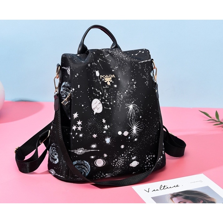 TAS RANSEL WANITA KOREA ANTI AIR KERJA SEKOLAH BACKPACK HITAM PARLIA TA327B5 IMPORT BATAM ASLI MURAH