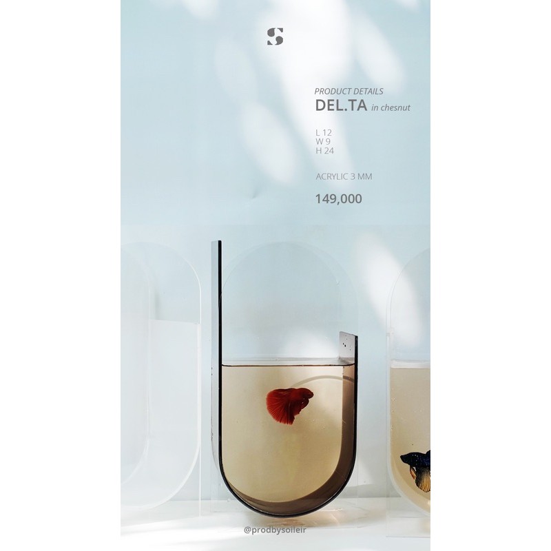 Acrylic Betta Tank / Aquarium Soliter Ikan Cupang Akrilik_Delta Chesnut