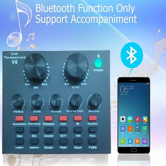 V8 SOUNDCARD AUDIO UNTUK HP PC MAC LIVE BROADCAST KARAOKE SMULE WESING