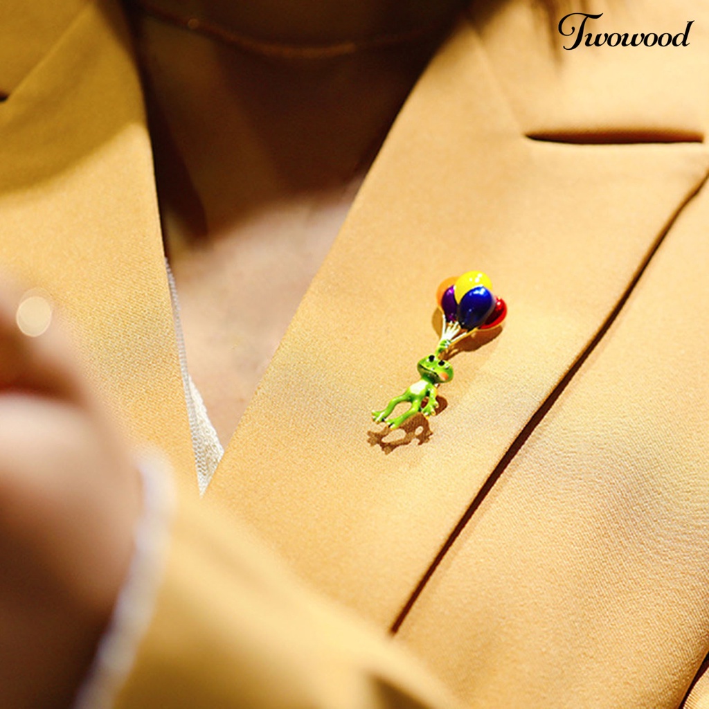 Twowood Brooch Pin Colorful Balloons Frog Cute Jewelry Long Lasting All Match Brooch Birthday Gifts