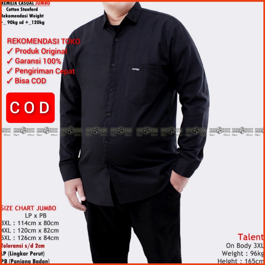 MY MAN Original Kemeja Polos lengan panjang jumbo kemeja pria warna Hitam big size art seri MY231