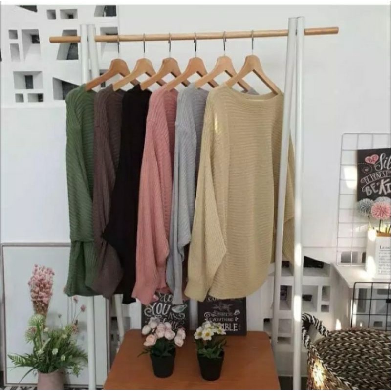 BLOUSE BAJU RAJUT BATWING | ATASAN WANITA MODEL KELELAWAR /Blouse Wanita