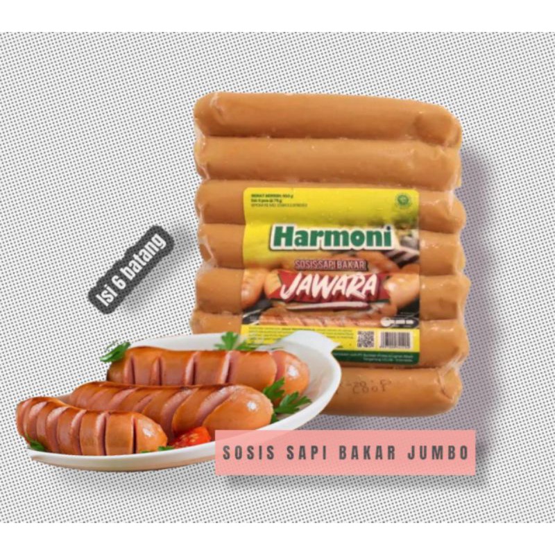 Harmoni Sosis Sapi 500GR isi 6 batang ( JUMBO ) Sosis Bakar Harmoni Jawara