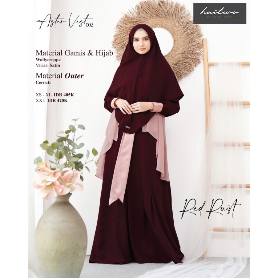 SET GAMIS SYARI TERBARU 2021 / HAIHAI / HAITWO / ASTER VEST 002 / BISA COD
