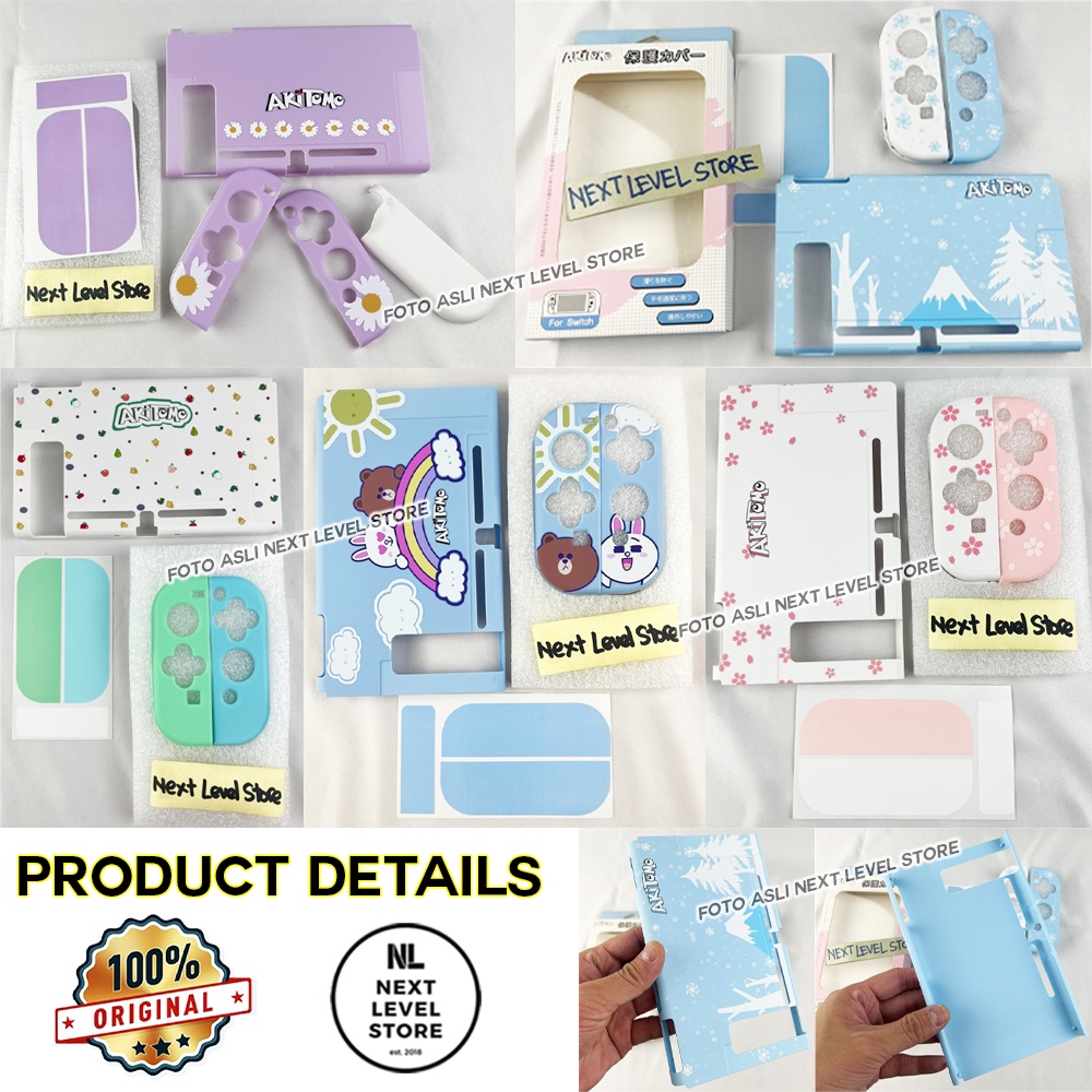 Custom Full Hard Case Clear Nintendo Switch V1 V2 Akitomo ORIGINAL - Pilih Motif di VARIASI