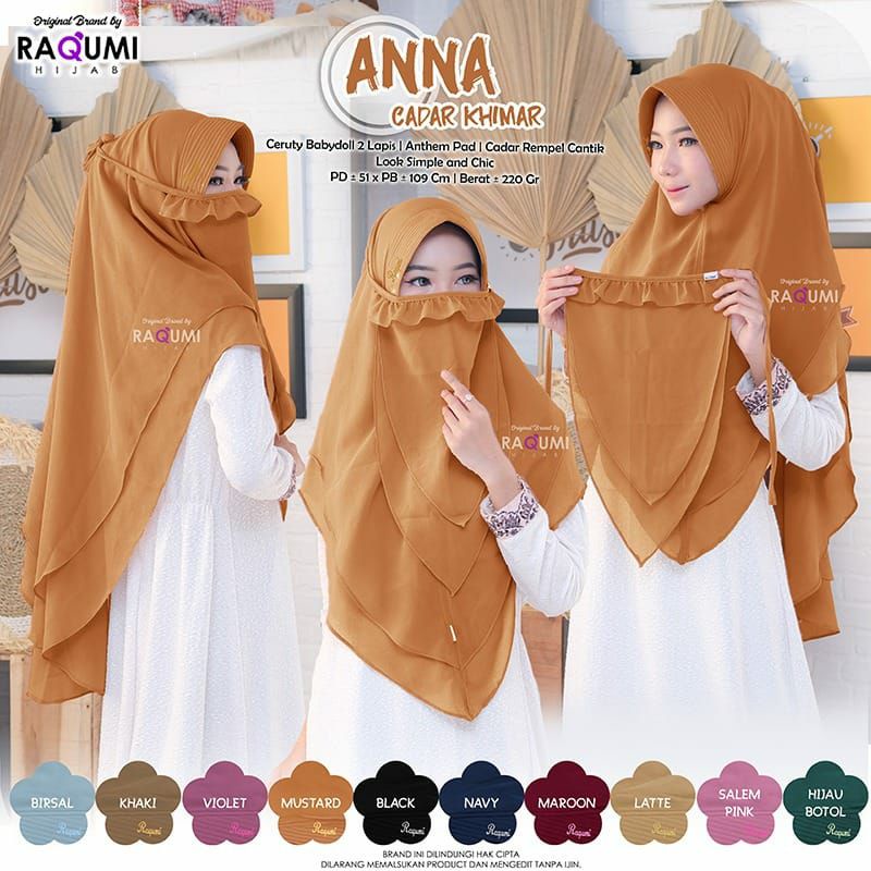 Jilbab Instan Khimar Raqumi Anna Hijab Cadar