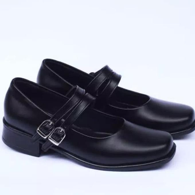 TERLARIS SEPATU DINAS FORMAL PASKIBRA KERJA KANTOR WANITA UKURAN JUMBO BIG SIZE - Hitam, 35