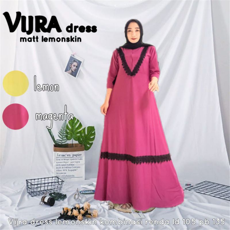 [Fashion Muslim] Gamis ZARA VIJRA dress renda lemonskin | busui  | terbaru
