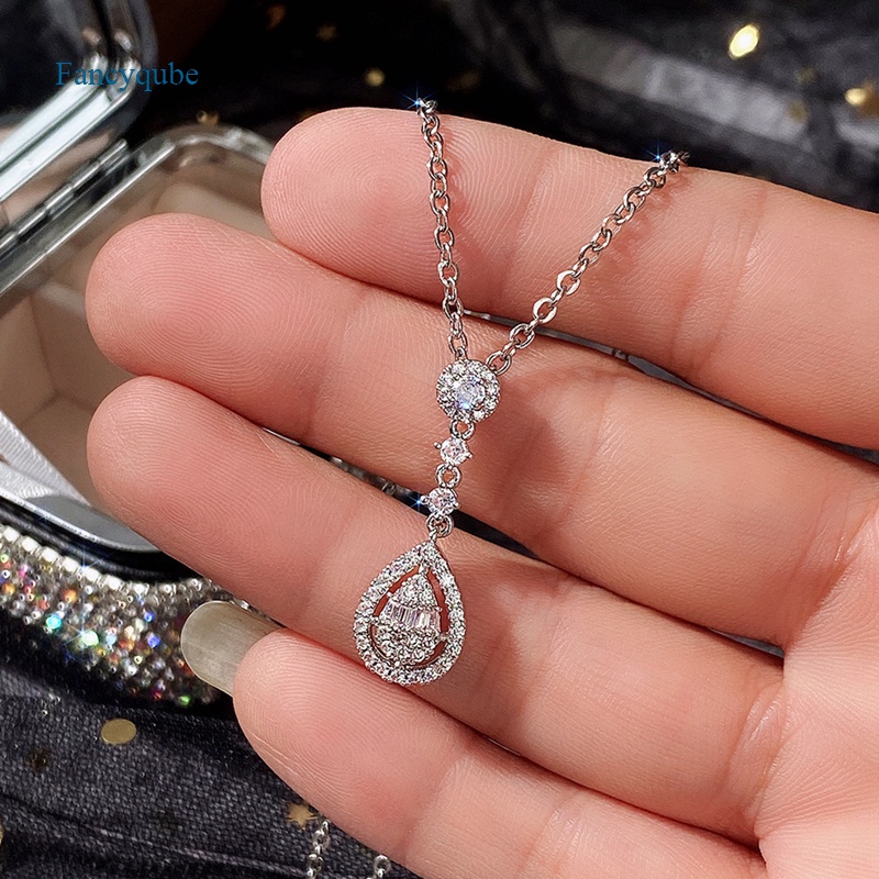 Fancyqube Kalung Liontin Wanita Warna Silver Untuk Pesta Pernikahan