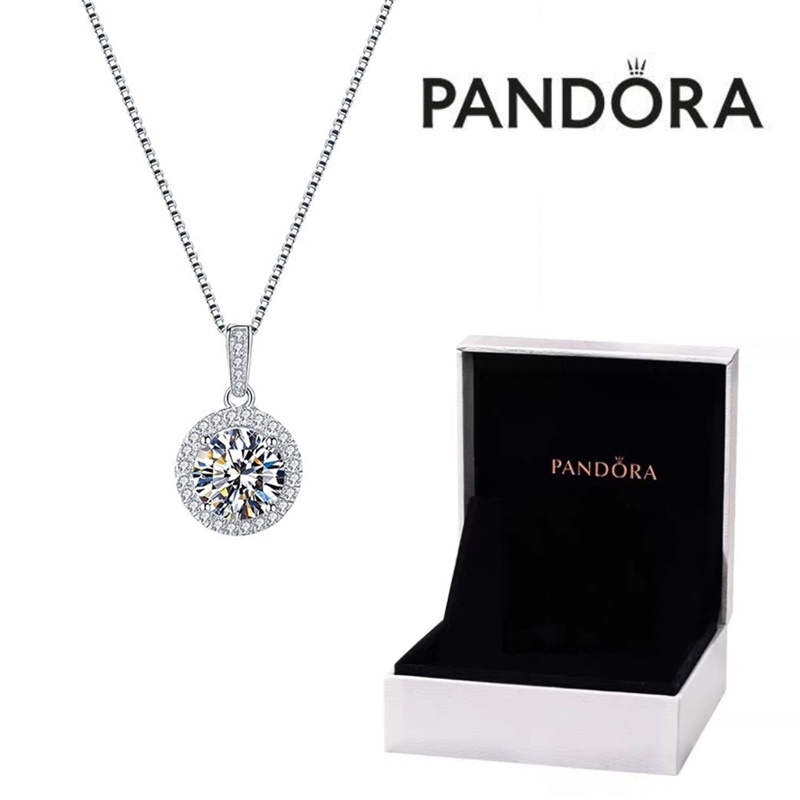 Pandora Kalung 925 Silver Cubic Zirconia Dengan Liontin Berlian Untuk Wanita