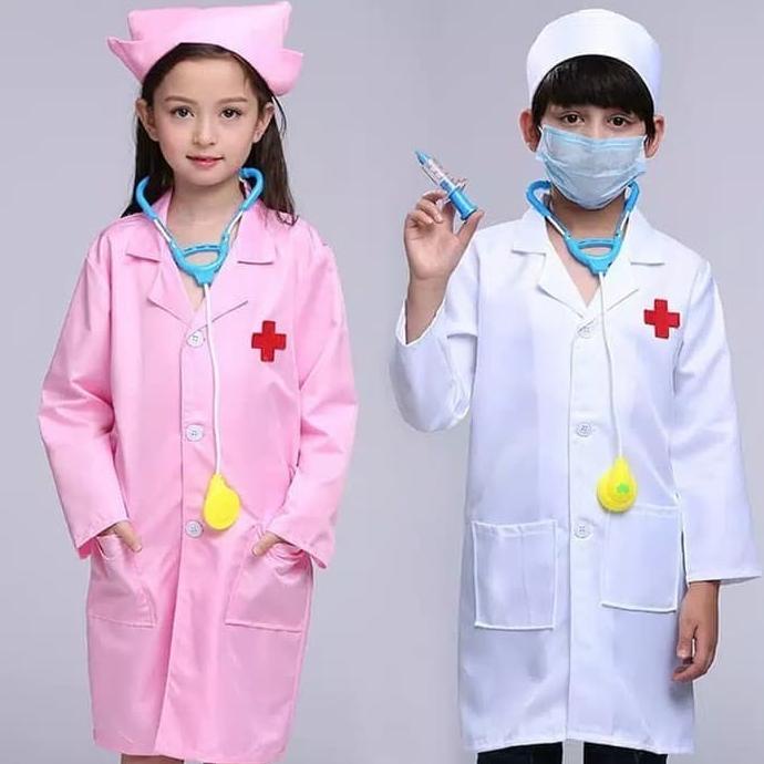 dokter kecil set lengkap baju,topi, stetoskop,masker&suntikan mainan+nextday