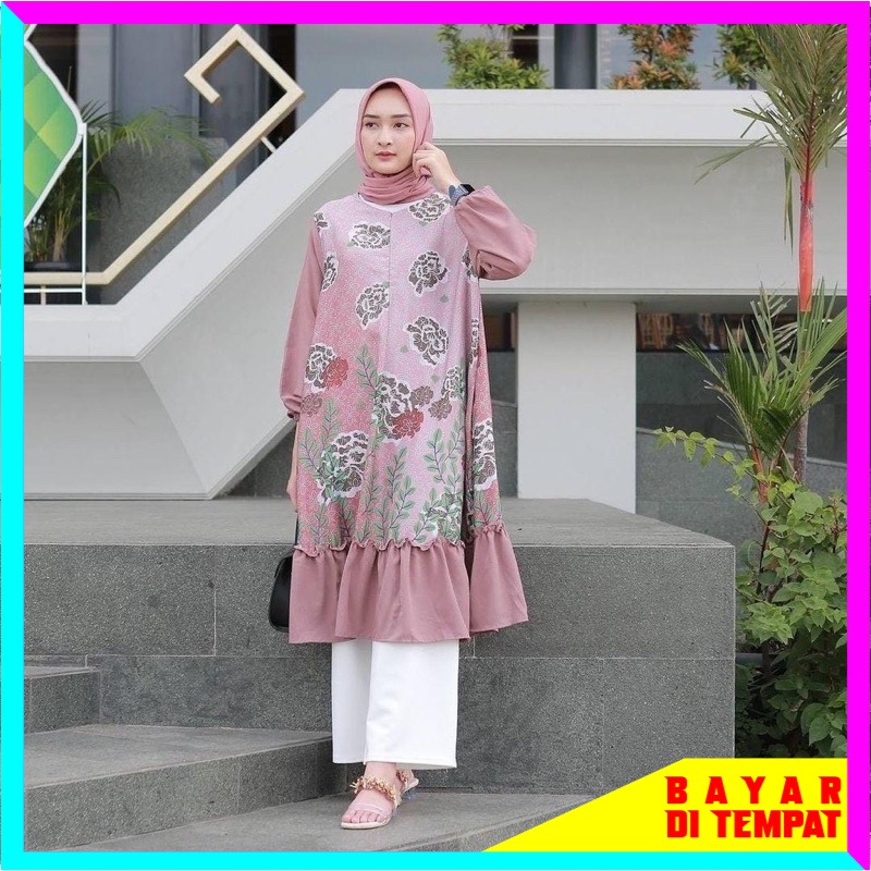 ARTISA LONG TUNIK REMPEL TUNIK WANITA RAYON - TUNIK WANITA RAYON MOTIF