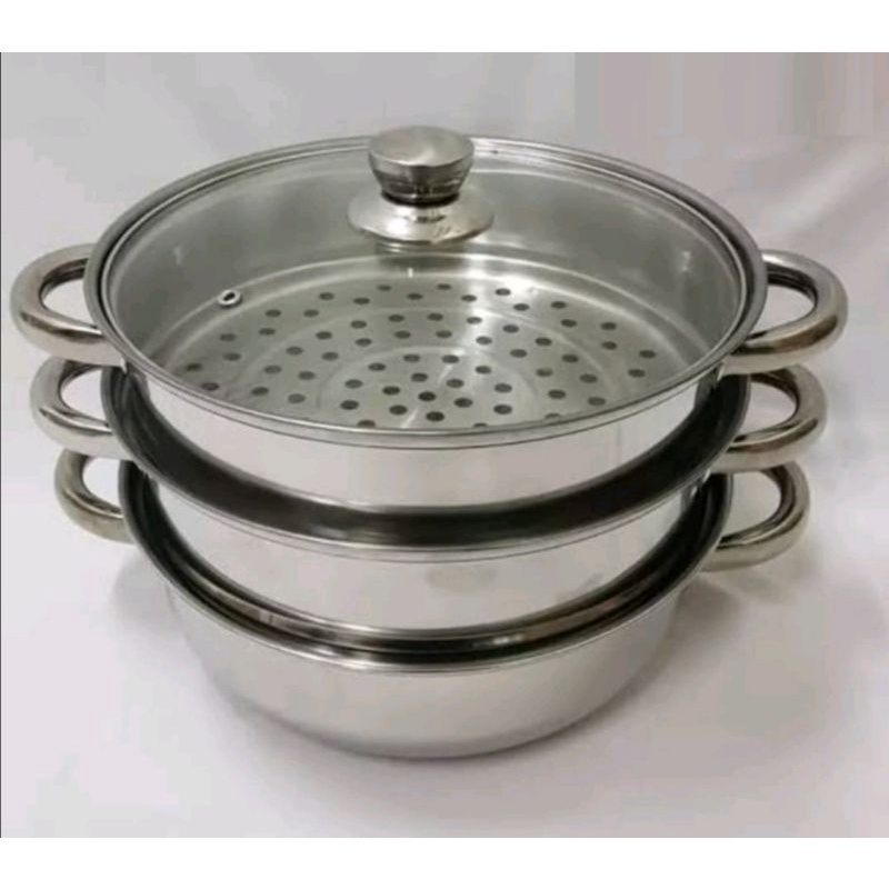 Panci Steamer Susun 3 Tingkat Kukus Tim 28cm