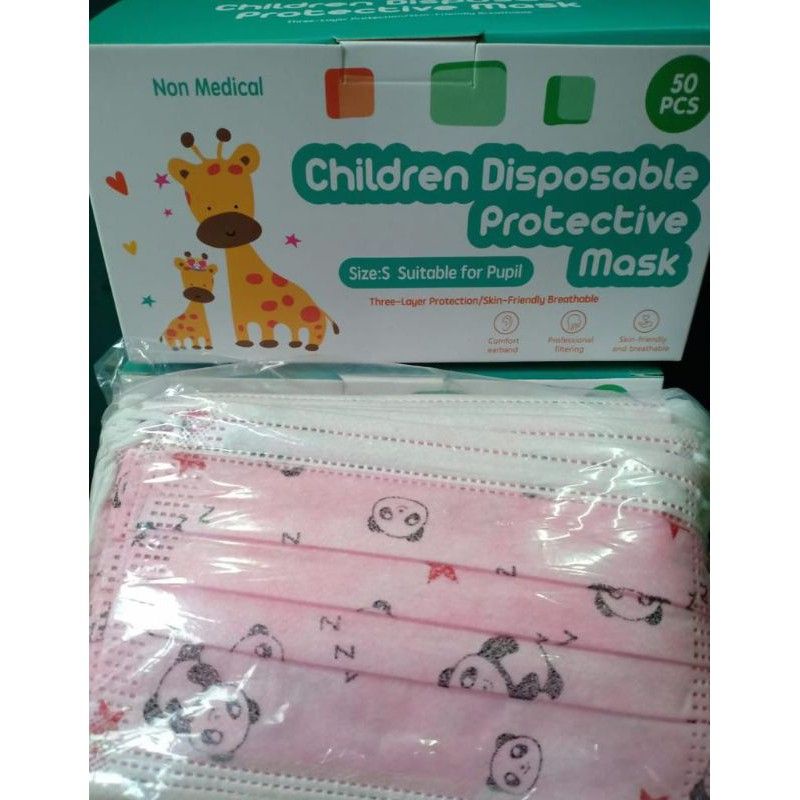 Masker 3Ply Anak Pink isi 50pcs/Box