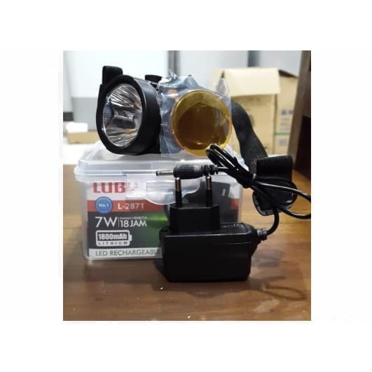 Senter Kepala Luby 2871 Headlamp Head Lamp Nyala Putih Kuning 7 W Watt