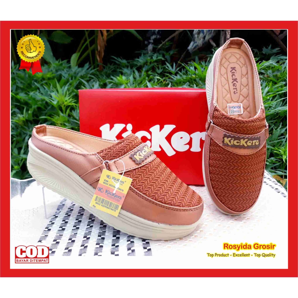 SANDAL SEPATU WANITA WEDGES RAJUT  KICKERS SANDAL HAK KODE 01R