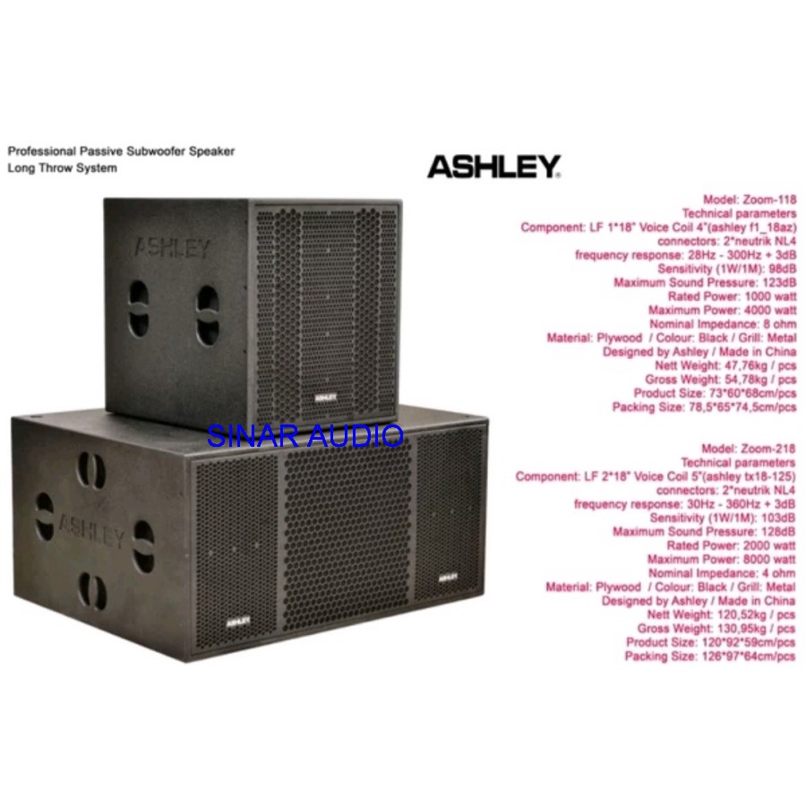 SubWoofer Pasif 18 Inch Ashley Zoom118 Zoom 118 Original