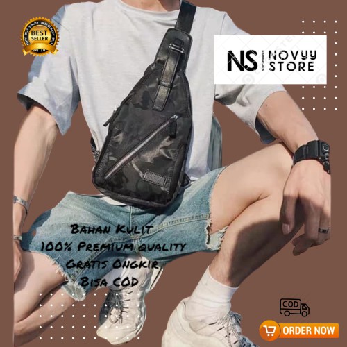 TAS SELEMPANG KULIT PRIA SLING BAG PRIA KULIT WAIST BAG PRIA TOTE BAG TAS COWOK NS 187