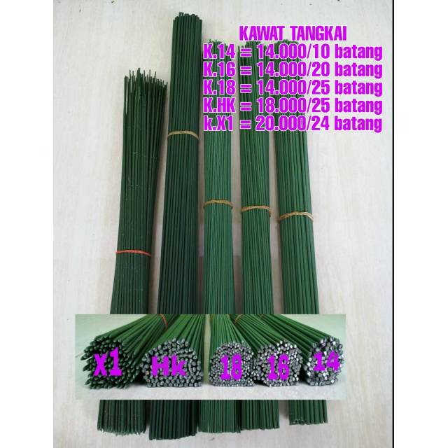 1 ikat Kawat Tangkai Kawat Batang Bunga isi 10 - 25 Pcs Bahan Kerajinan Handmade uk 18/k 14/ k 16/ k