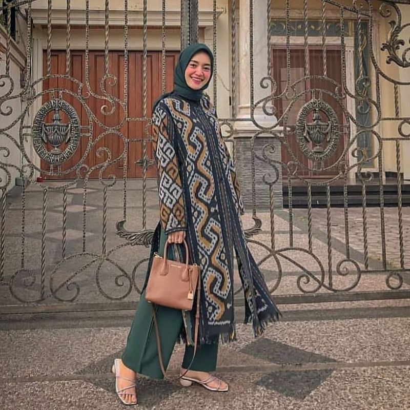 dress tenun wanita, tunik modern