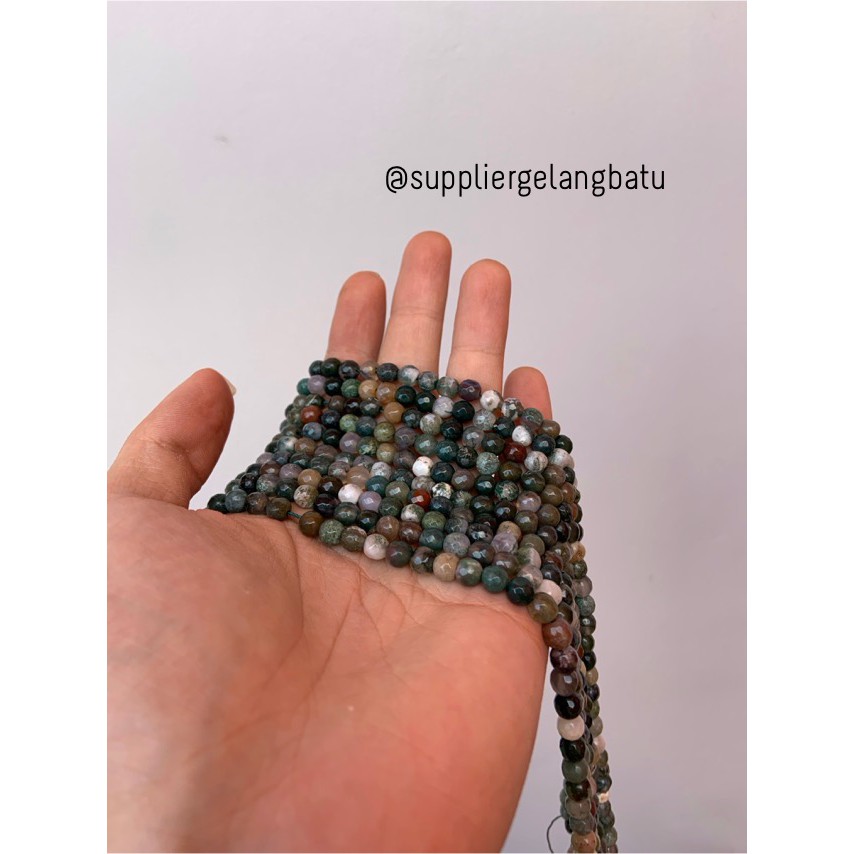 batu INDIAN AGATE 6mm cutting bahan gelang kalung INDIA FACETED STONE