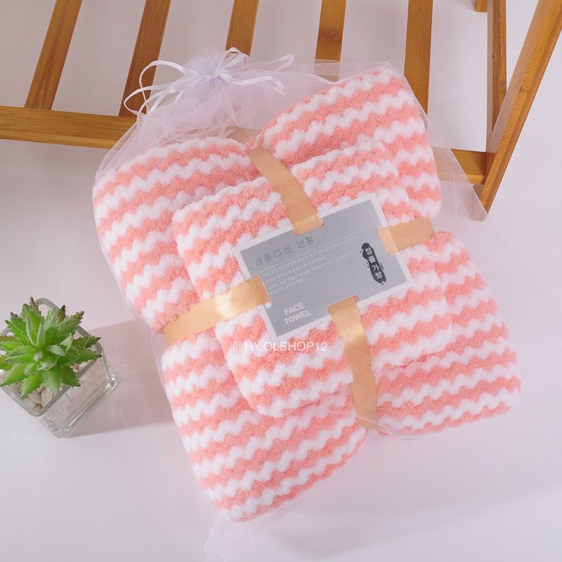 [HY.OLSHOP12] Handuk Set 2in1 New Motif Zigzag Handuk Mandi &amp; Wajah Handuk Mandi Dewasa
