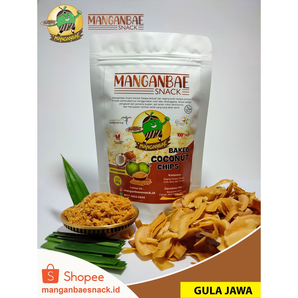 

RASA GULA JAWA/BROWN SUGAR - Keripik Kelapa Manganbae Snack (Coconut Chips)