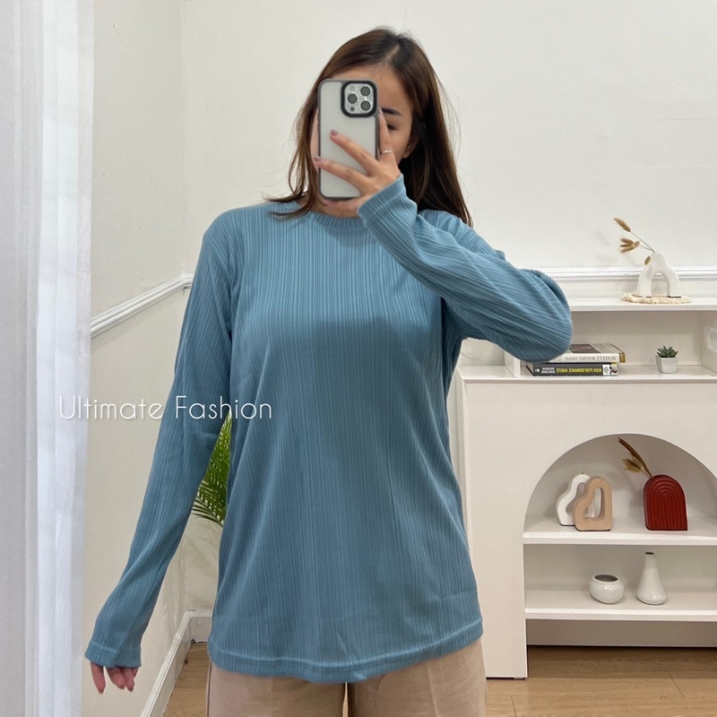 Basic Longsleeve Shirt Plisket 178 - Kaos Inner Plisket Lengan Panjang Premium  Kekinian Korea