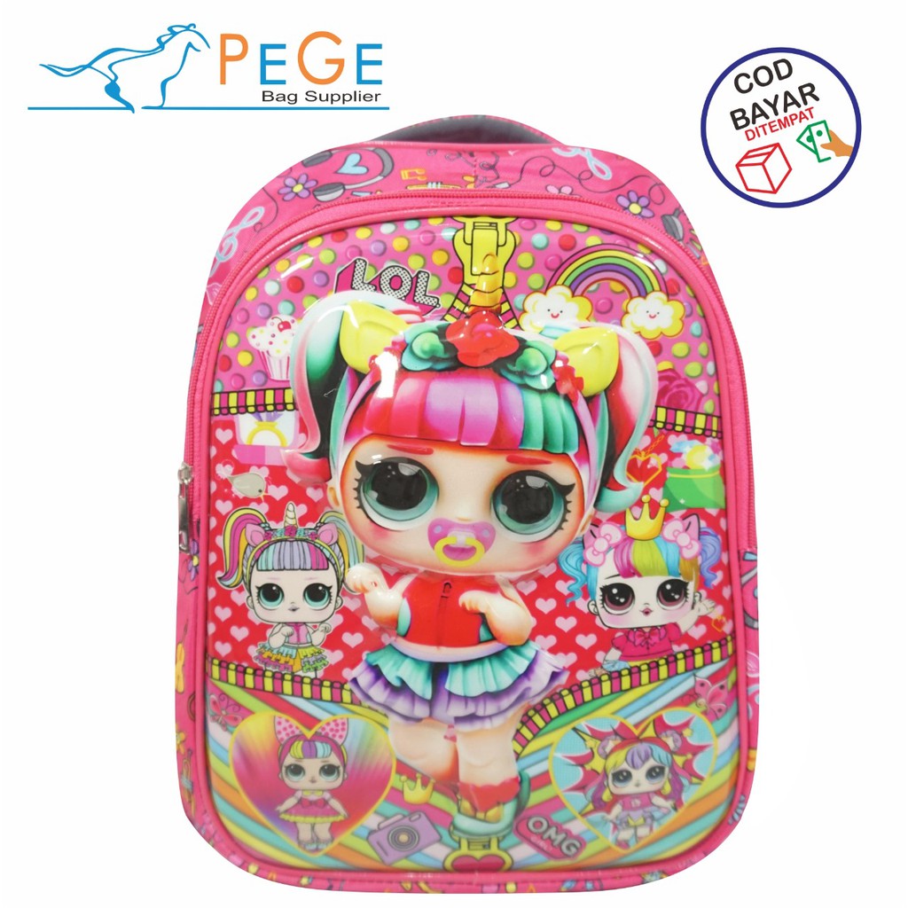 Pege 8823 - Tas Anak embos - TAS RANSEL SEKOLAH ANAK KARAKTER LED ANAK SD FIBER EMBOS TIMBUL