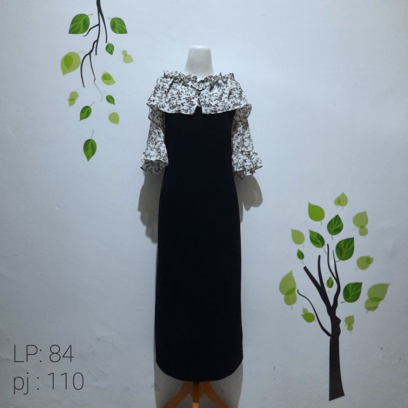Preloved overall dress vintage hitam polos