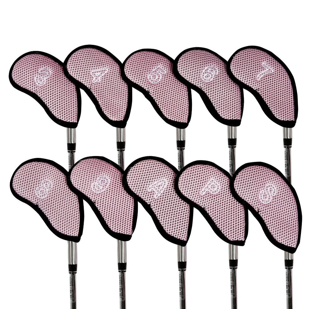 Lanfy Penutup Kepala Besi Golf Tahan Lama Golf Putter Besi Wedge Protector Golf Iron Covers Set Golf Putter Aksesoris Alat Pelatihan Penutup Kepala Golf Jaring