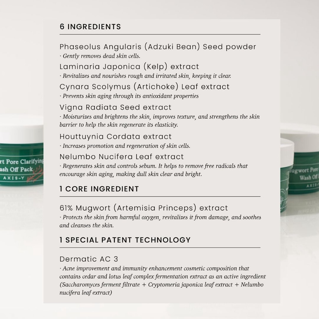 Axis Y Mugwort Pore Clayrifiying Wash Off Pack15 ml